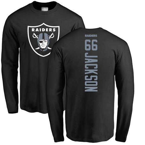 Men Oakland Raiders Black Gabe Jackson Backer NFL Football #66 Long Sleeve T Shirt->nfl t-shirts->Sports Accessory